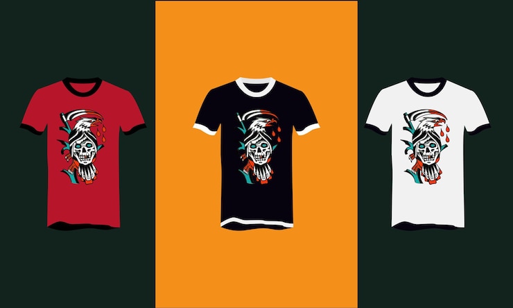 Vecteur conception de t-shirt vectoriel tête crâne et aigle