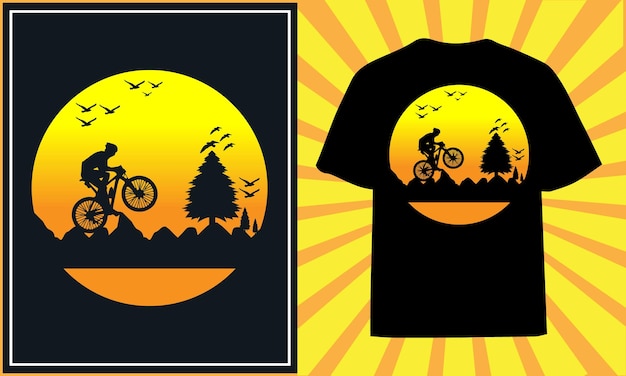 Conception De T-shirt De Vélo Vintage Rétro Vélo De Montagne Vecteur Premium