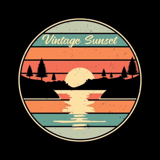 Vecteur conception de t-shirt vintage au coucher du soleil
