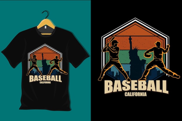 Conception De T-shirt Vintage Rétro De Baseball Californien