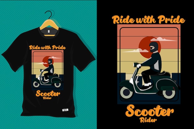 Conception De T-shirt Vintage Rétro De Cavalier De Scooter