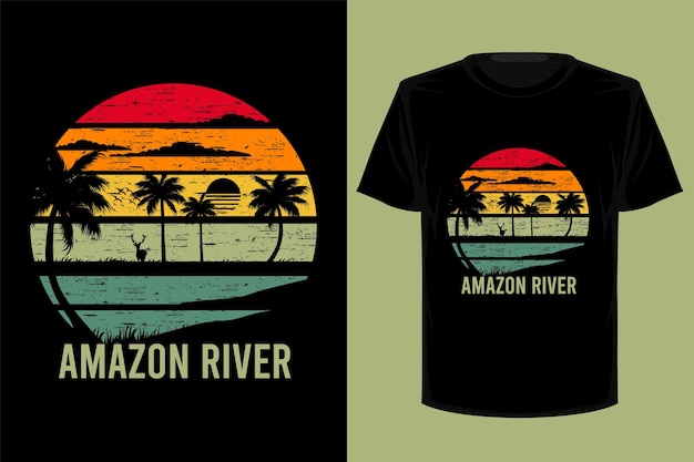 Conception De T-shirt Vintage Rétro Du Fleuve Amazone