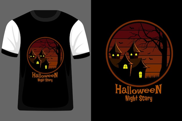 Conception De T-shirt Vintage Rétro Effrayant De Nuit D'halloween