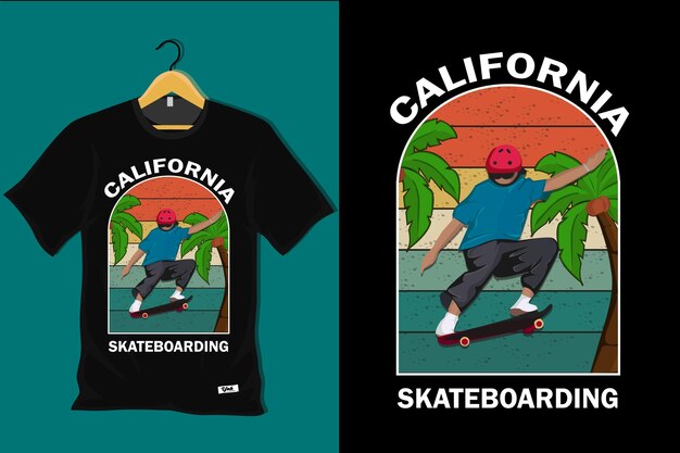 Conception De T-shirt Vintage Rétro De Skateboard De Californie