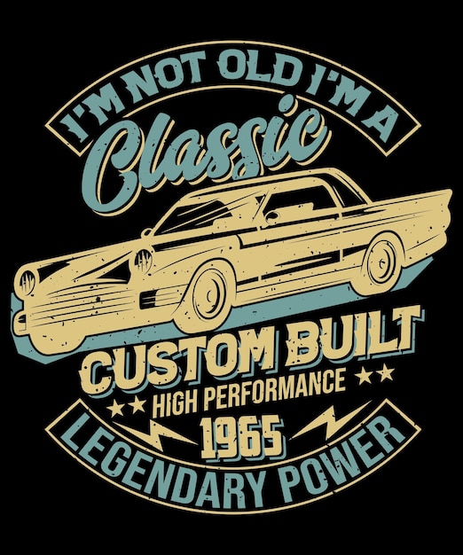 Vecteur conception de t-shirt de voiture classique