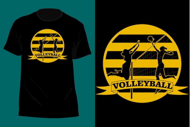 Conception De T-shirt De Volley-ball Rétro Vintage