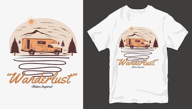 Conception De T-shirt Wanderlust, Conception De T-shirt Aventure.