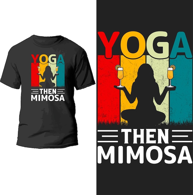 conception de t-shirt yoga puis mimosa