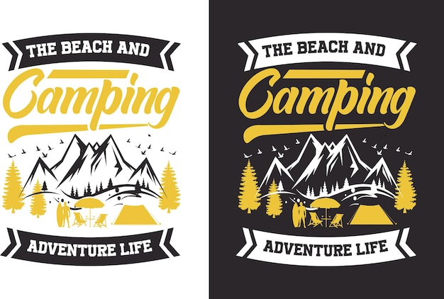 Vecteur conception de t-shirts de camping conception de t-shirts pour les amateurs de camping
