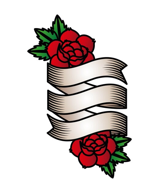 Vecteur conception de tatouage de roses