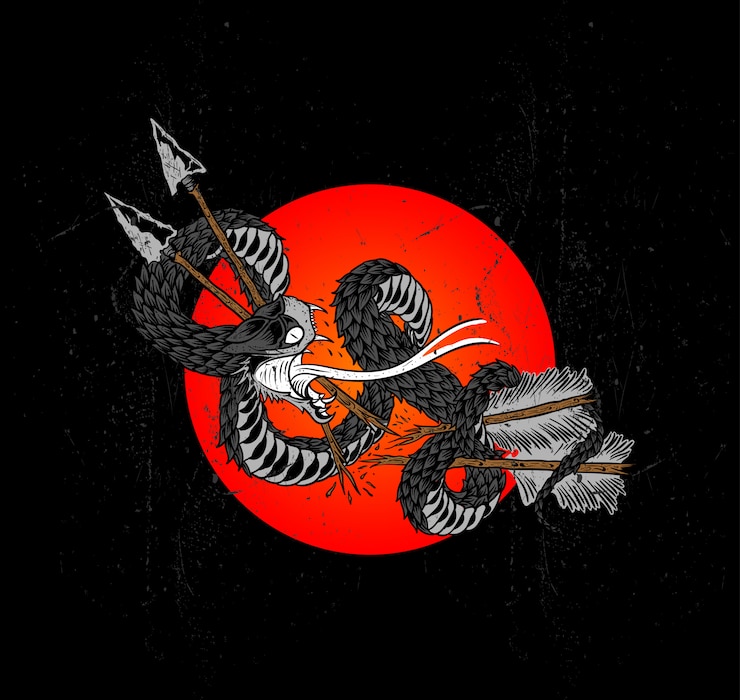 Vecteur conception de tatouage de serpent