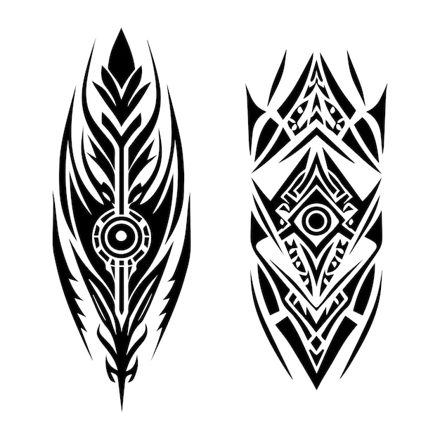 Vecteur conception de tatouage tribal illustration dessinée à la main en noir et blanc