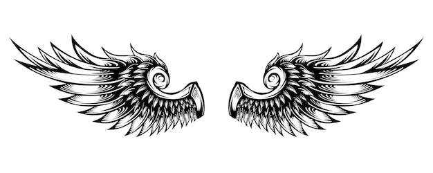 Conception de tatouage de vecteur d'ailes d'ange