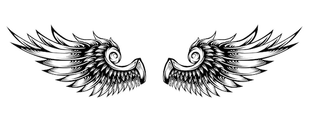 Conception De Tatouage De Vecteur D'ailes D'ange