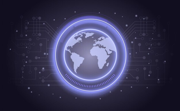 Conception Technologique De La Coquille De La Terre Lignes Abstraites De Micropuce Pour La Transmission De L'énergie Et