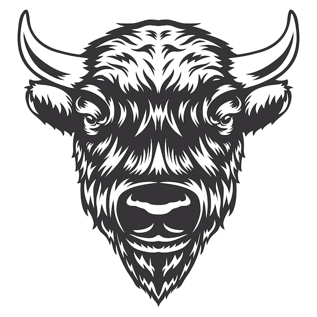 Vecteur conception de tête de bison lineart logos ou icônes de buffle de bison d'animal de ferme illustration vectorielle