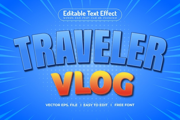 Conception de texte 3D modifiable VLOG de voyage