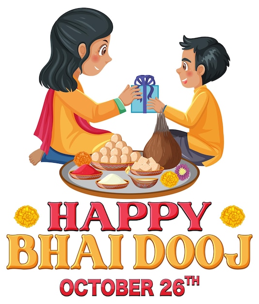 Vecteur conception de texte happy bhai dooj day