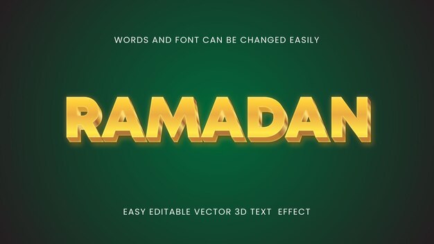 Conception de texte modifiable vecteur 3d Ramadan