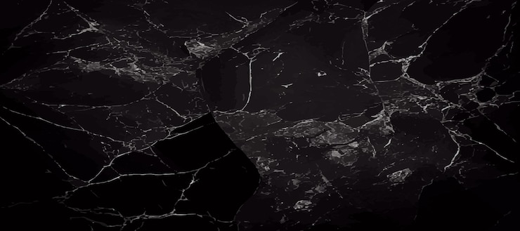 Vecteur conception de texture panoramique en marbre noir surface de marbre foncé coloré lignes dorées incurvées conception de fond abstrait lumineux