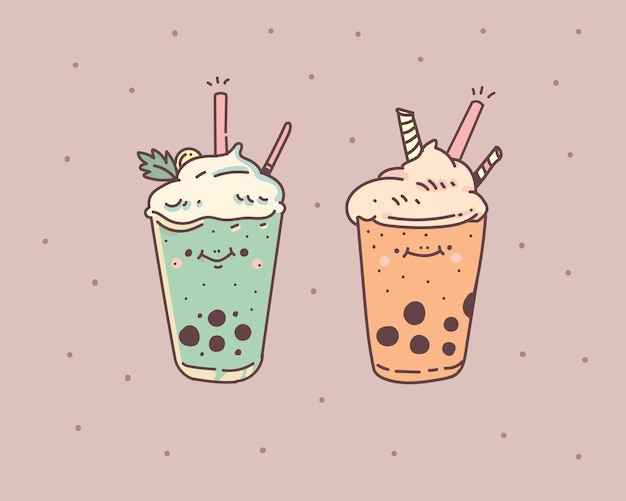 Conception De Thé Au Lait à Bulles. Thé Au Lait à Bulles. Illustration Vectorielle De Bubble Milk Tea