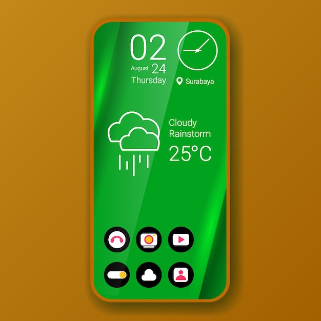 Vecteur conception de thème élégant vert d'interface utilisateur de smartphone réaliste