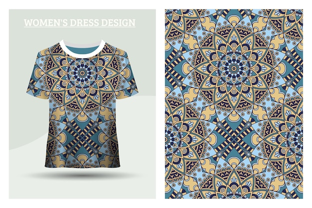 Conception De Tshirt Bleu Avec Motif Mandala