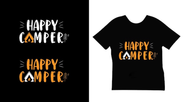 Vecteur conception de tshirt campeur heureux