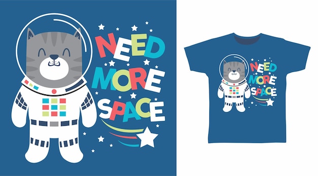 Conception De Tshirt Chat Astronaute Mignon