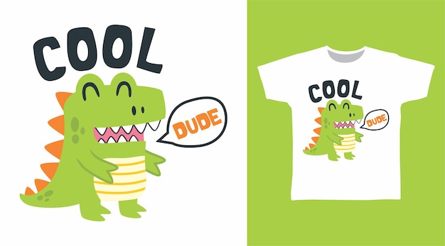 Conception De Tshirt De Dinosaure Vert Mignon