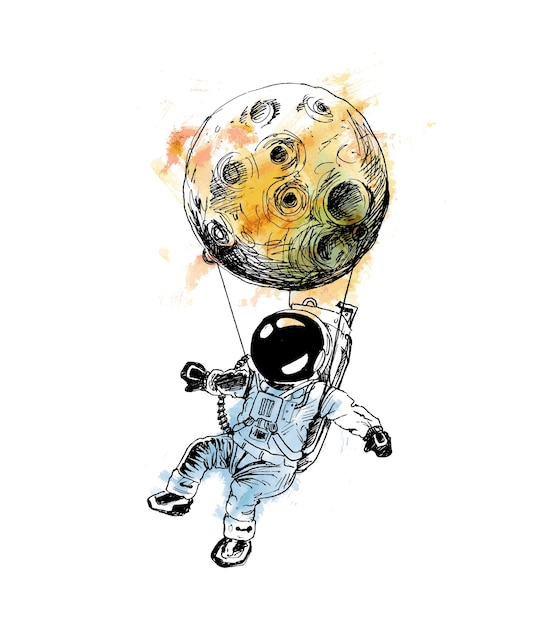 Conception De Tshirt De Mission Spatiale D'astronautes Suspendus à La Lune