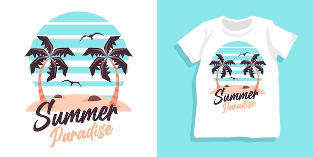 Vecteur conception de tshirt paradis d'été