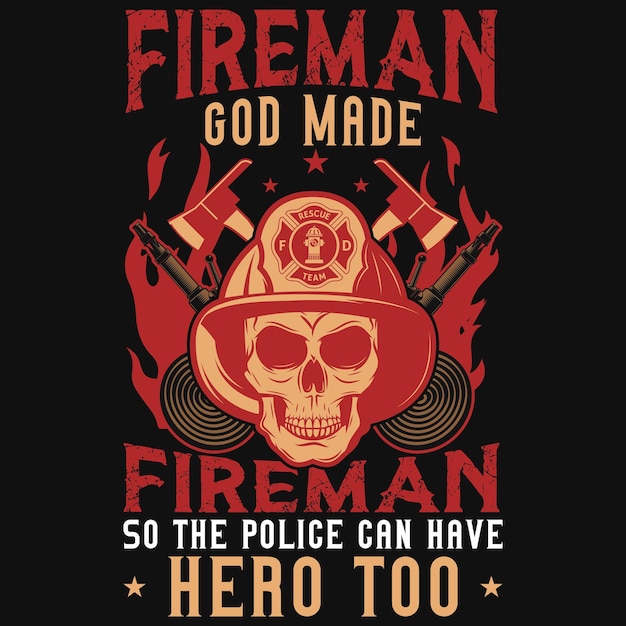 Vecteur conception de tshirt de pompiers