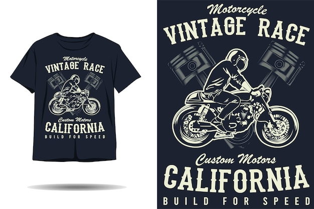 Conception De Tshirt De Silhouette De Californie De Moteurs Personnalisés De Course Vintage De Moto