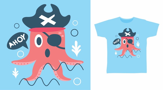 Conception De Tshirt De Typographie Pirate Mignon Poulpe