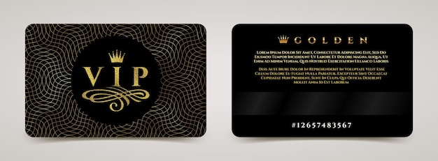 Conception de type de modèle de carte VIP dorée avec élément couronne et s'épanouit