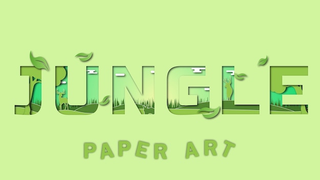 Vecteur conception de typographie d'art de papier de jungle