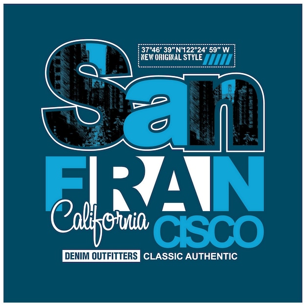 Conception de typographie vintage de San Francisco dans les vêtements de t-shirt d'illustration vectorielle et d'autres utilisations