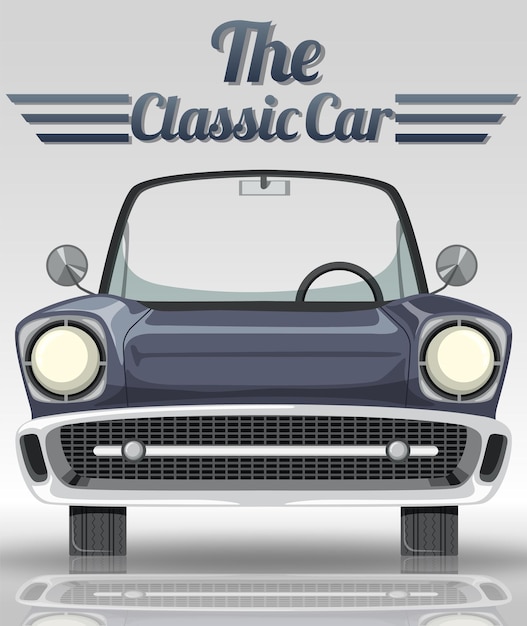 Conception de typographie de voiture classique avec voiture classique sur fond blanc