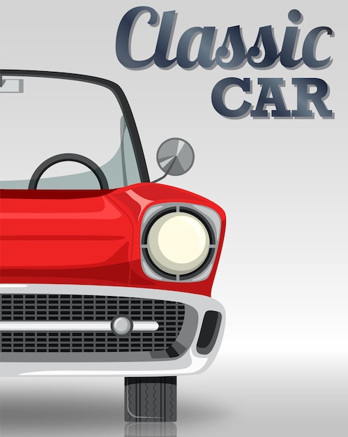 Conception de typographie de voiture classique avec voiture classique sur fond blanc