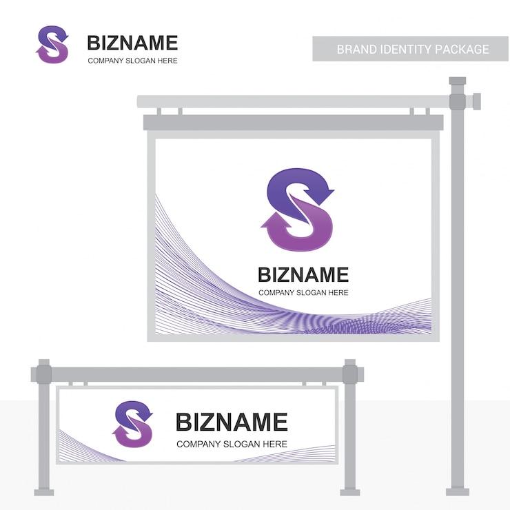 Vecteur conception unique de bannière d'annonces de compagnie avec le logo de s