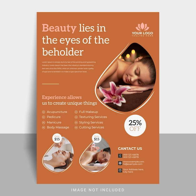 Vecteur conception unique de flyers de spa de beauté