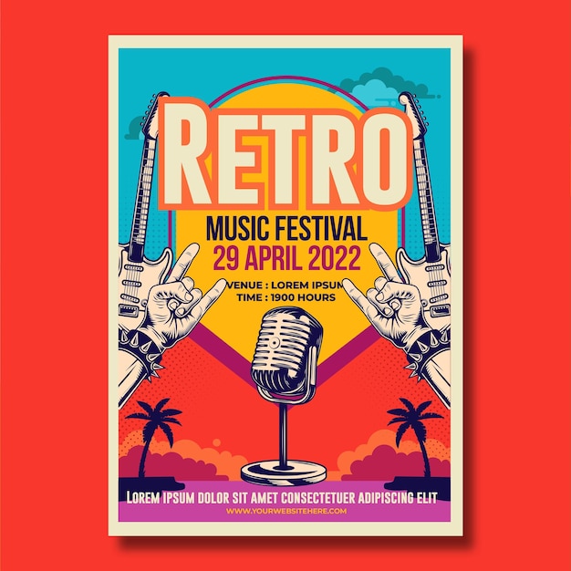 Conception De Vecteur D'affiche De Concert Musical Rétro