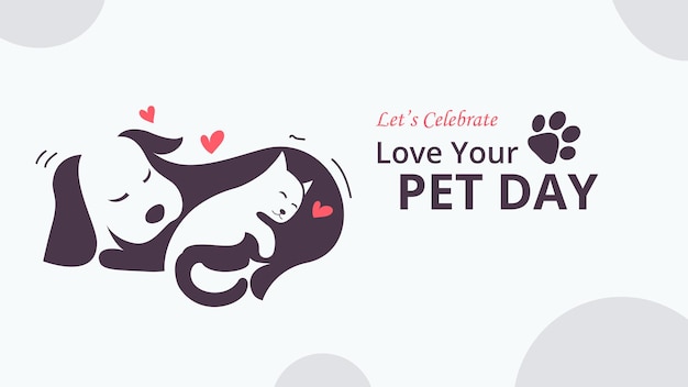 conception de vecteur aime la journée de ton animal de compagnie. célébration de la journée des animaux de compagnie de chat et de chien. fête nationale