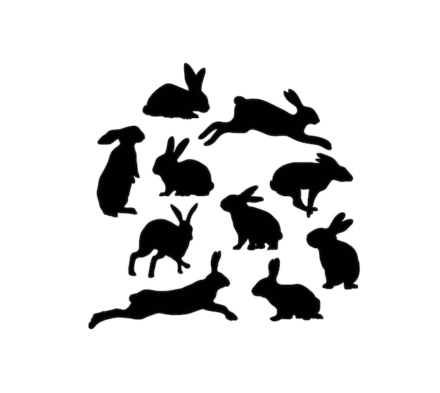 Conception De Vecteur D'art De Silhouettes D'animaux De Lapin