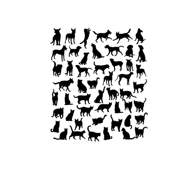 Conception De Vecteur D'art De Silhouettes De Chien Et De Chat