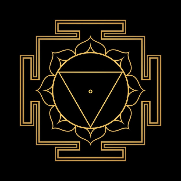 Vecteur conception de vecteur aspect tara or brillant yantra dasa mahavidya géométrie sacrée illustration mandala divin pétales de lotus bhupura isolé fond noir
