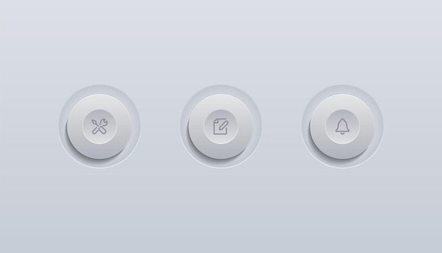 Conception de vecteur de boutons d'interface utilisateur avec icône minimale