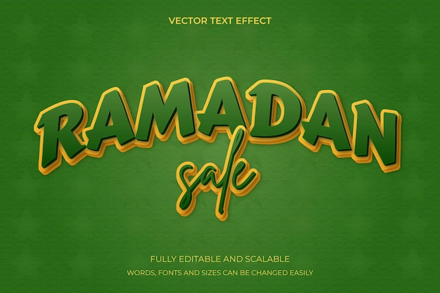 Conception de vecteur d'effet de texte 3d vente ramadan