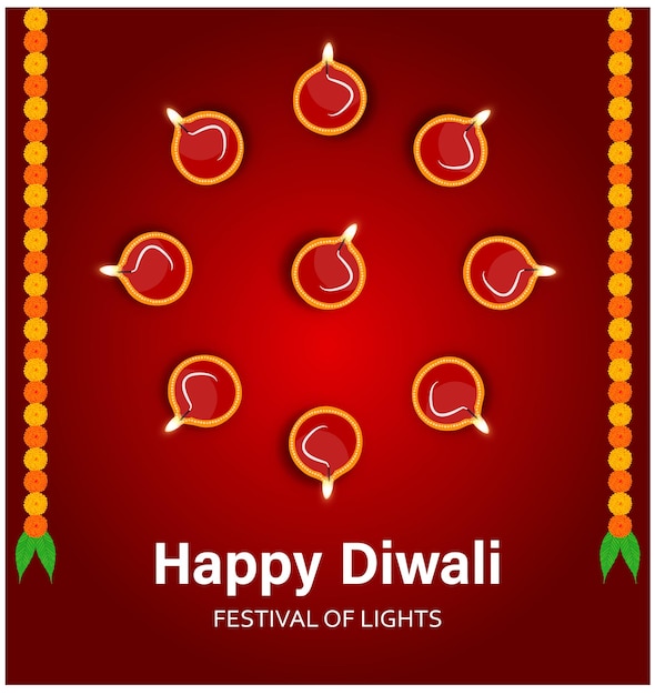 Conception De Vecteur De Festival Joyeux Diwali Créatif